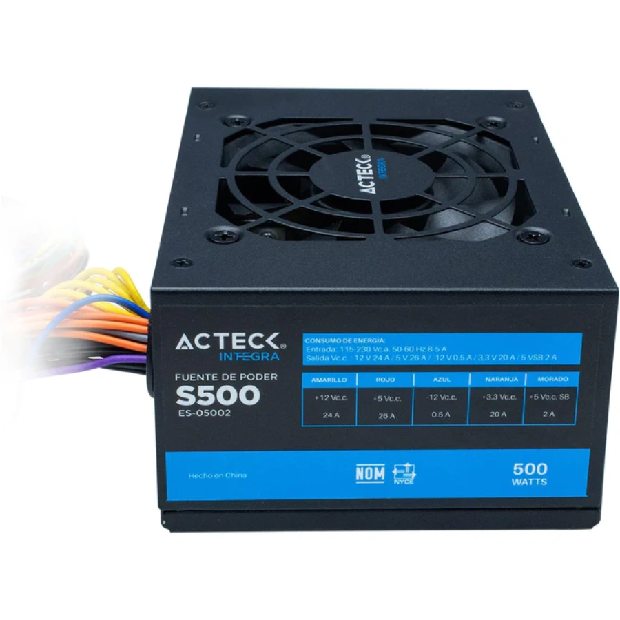 9f4afc43-e3b3-49a8-ac0a-4879c5e4aa14_700x700 Fuente De Poder Slim Acteck Edge / 500W / 20+4 Pines / 2 Sata / 2 Molex / Gabinetes Micro-ATX / CABLES CORTOS / Negro - Image 1