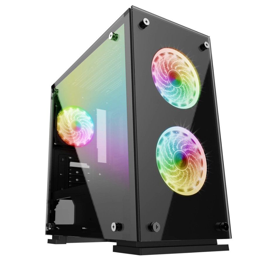 CP-GAMEFACTOR-CSG550-1a1207 Gabinete Game Factor RGB Csg550 / 3 Vent. Inc. RGB / MICRO ATX-Mini-Itx / Cristal Templado/ Negro / Csg550 - Image 1