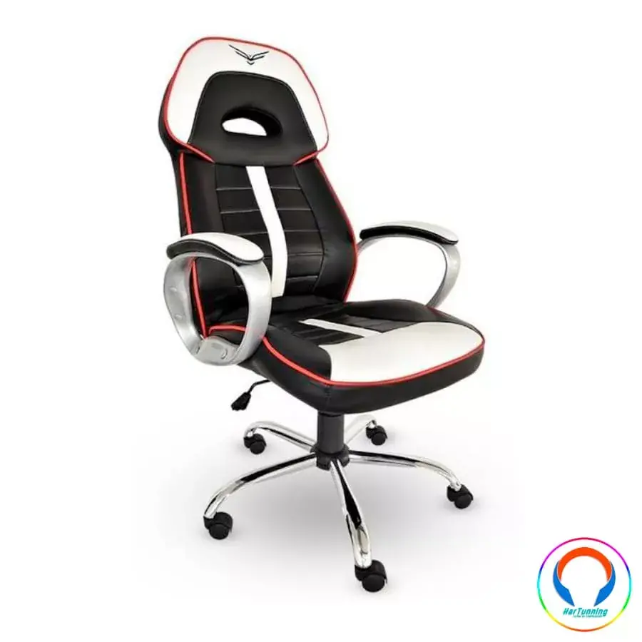 NA-091014 Silla GAMER Naceb Na-0910 Warhammer / Descansa Brazo Acojinado / Base De Metal / Piel Sintética / Negro Con Blanco - Image 1