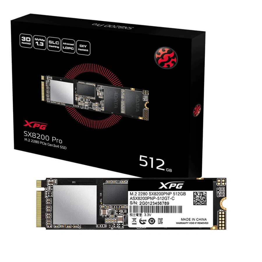 fa9543e6806bbacecfb949037fd3e3f1 NVME ADATA XPG Sx8200 Pro 512GB / Pcie Gen 3.0 X4 / M.2 2280 / Lectura 3500 Mb/S, Escritura 3000MB/S / Nand 3D / Asx8200pnp-512GT-C - Image 1