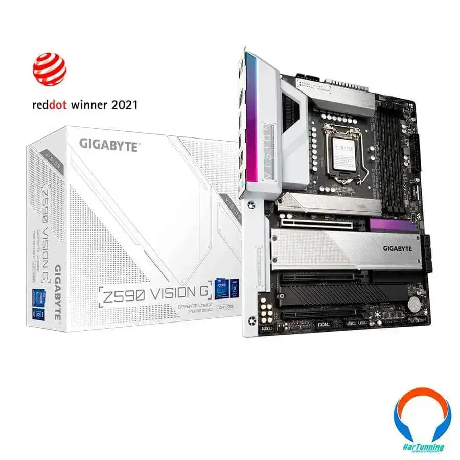 Z590-VISION-G10 Tarjeta Madre GIGABYTE Z590 Vision G / Lga 1200 /11TH, 10TH Gen / 128GB X4 Ddr4 4800MHz / Sata / Pcie 4.0 / Pcie 3.0 / M.2 / Hdmi, Dp / Usb 3.2 Tipo C / ATX - Imagen 1