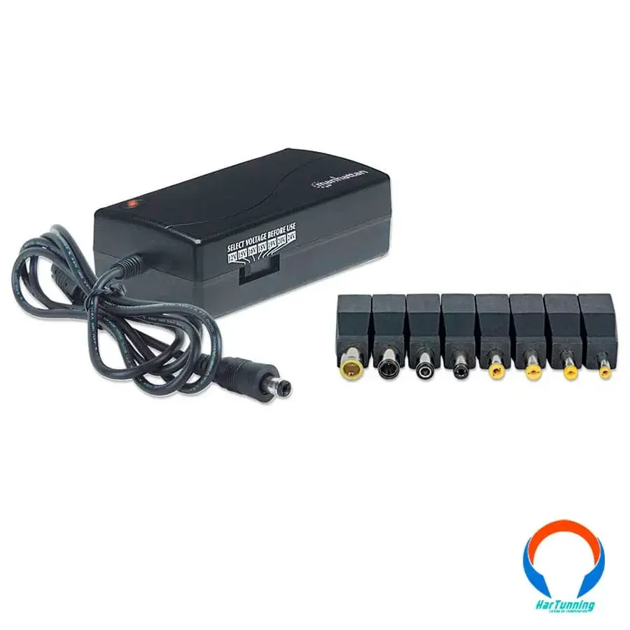 10085413 Cargador Universal Para Laptop Manhattan 100854 / 8 Puntas Intercambiables / Voltaje De Salida 12V A 24V / Negro - Image 1