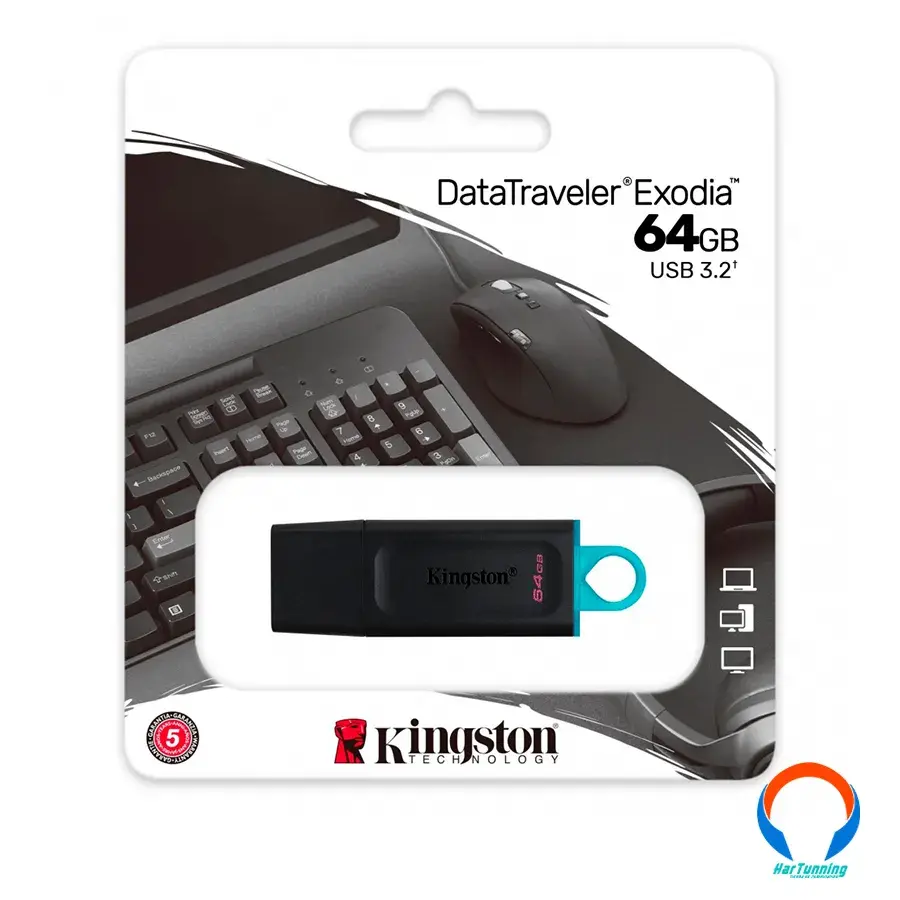 DTX64GB12 Memoria USB KINGSTON DTX / 64GB / Interfaz 3.2 / Negro con Anillo Azul - Image 1