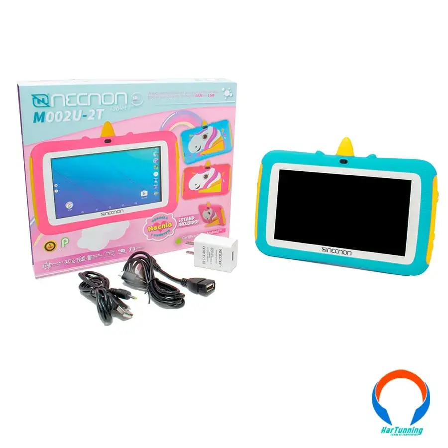 M002U-2T-AZ10 Tablet NECNON M002U-2T-AZ KIDS / 7" /Android 10 / QUAD CORE ARM / RAM 2GB / Almacenamiento 16GB / FRONTAL 0.3MP, TRASERA 2MP / Bluetooth / Unicornio / Azul - Image 1