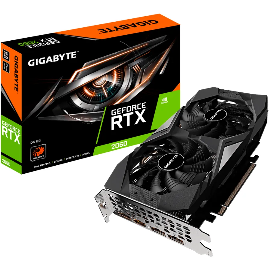 1000 (1) Tarjeta De Video GIGABYTE Geforce RTX 2060 NVIDIA / 6GB Gddr6 / 1920 Núcleos Cuda / Dp, Hdmi / Pcie 3.0 - Image 1