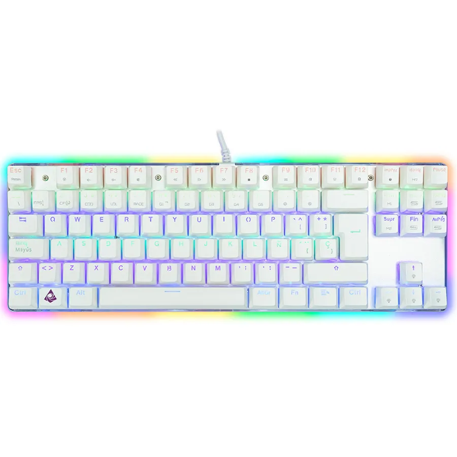293bbaa326558c19b673d6cfc9d17783 Teclado Gamer Mecánico Munfrost Deimos White ARGB / Switch Gateron Blue/ Formato TKL Ten Key Less / Alámbrico USB / Español - Image 1