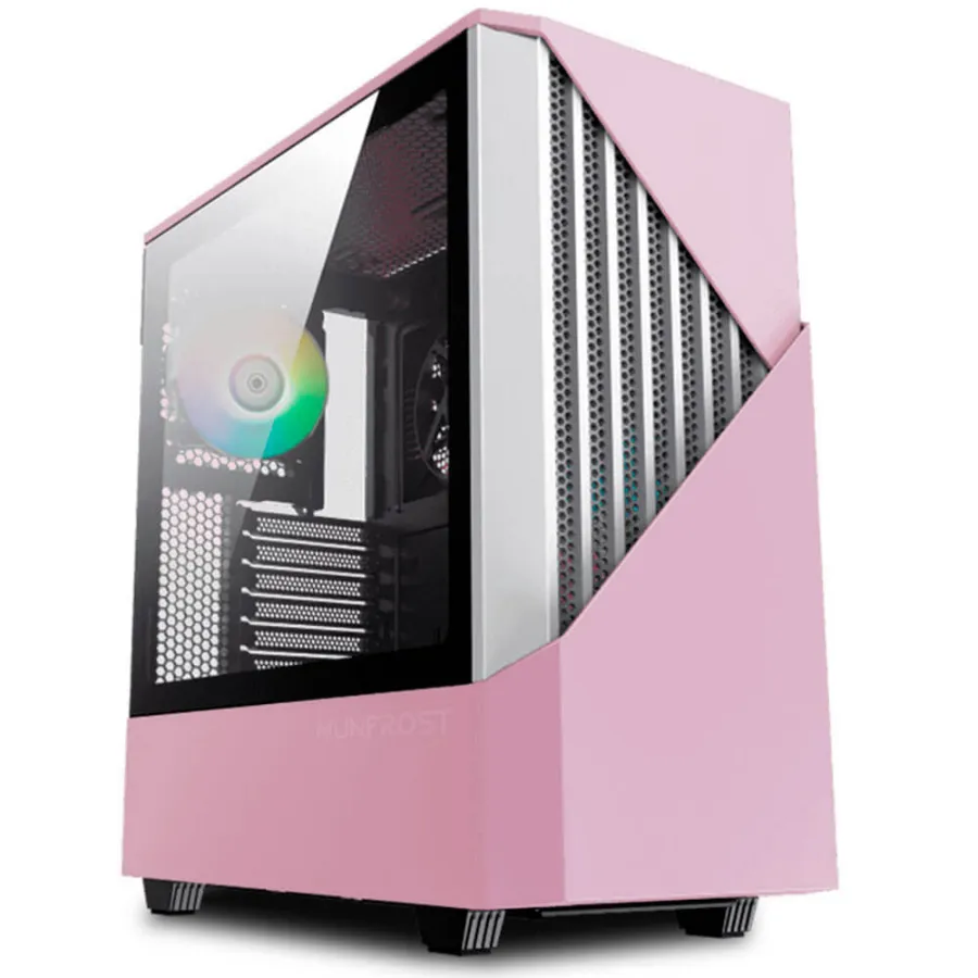 PANDA PRO PINK WHITE10 Gabinete Gamer MUNFROST Panda Pro / E-ATX, ATX, Micro ATX, Mini-ITX / Cristal Templado / Usb 3.1 / 3 Vent. Incluidos / Rosa Con Blanco - Image 1