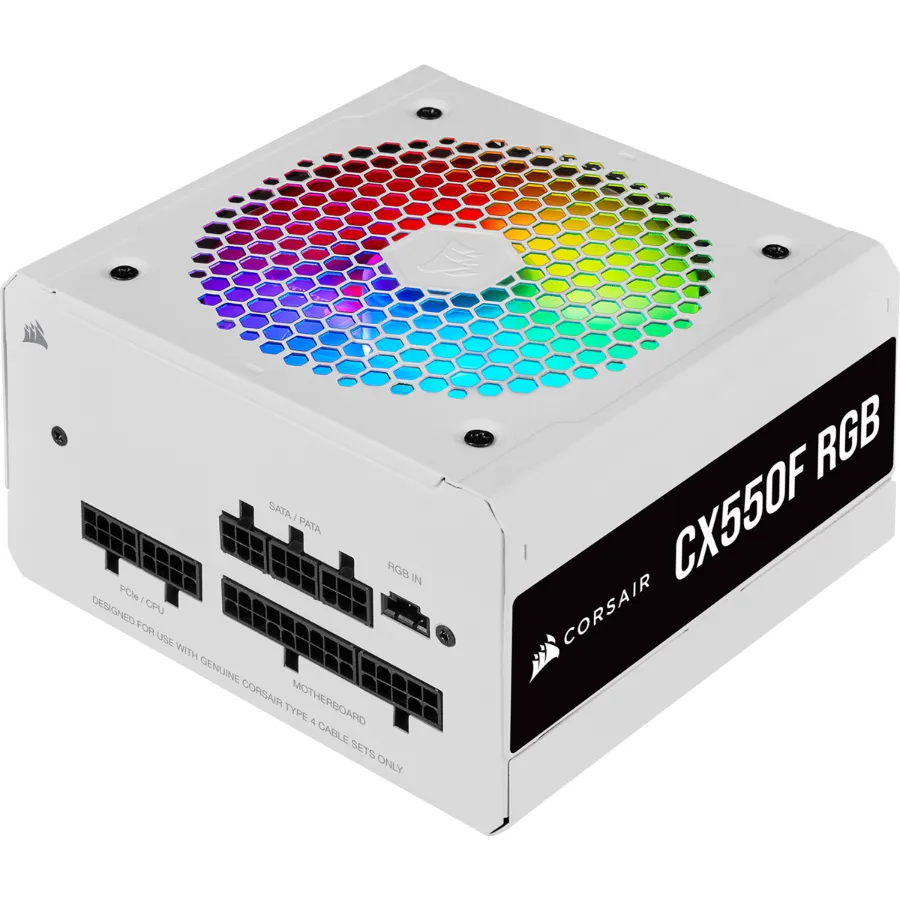 -base-cxf-rgb-wht-psu-2020-config-Gallery-CX550F-RGB-WHITE-01 Fuente De Poder Corsair Cx550f Rgb 550w / 80 Plus Bronze / Atx / Modular / 20+4 Pin / Cpu 4+4 / Pci-e 6+2 / Blanco - Image 1