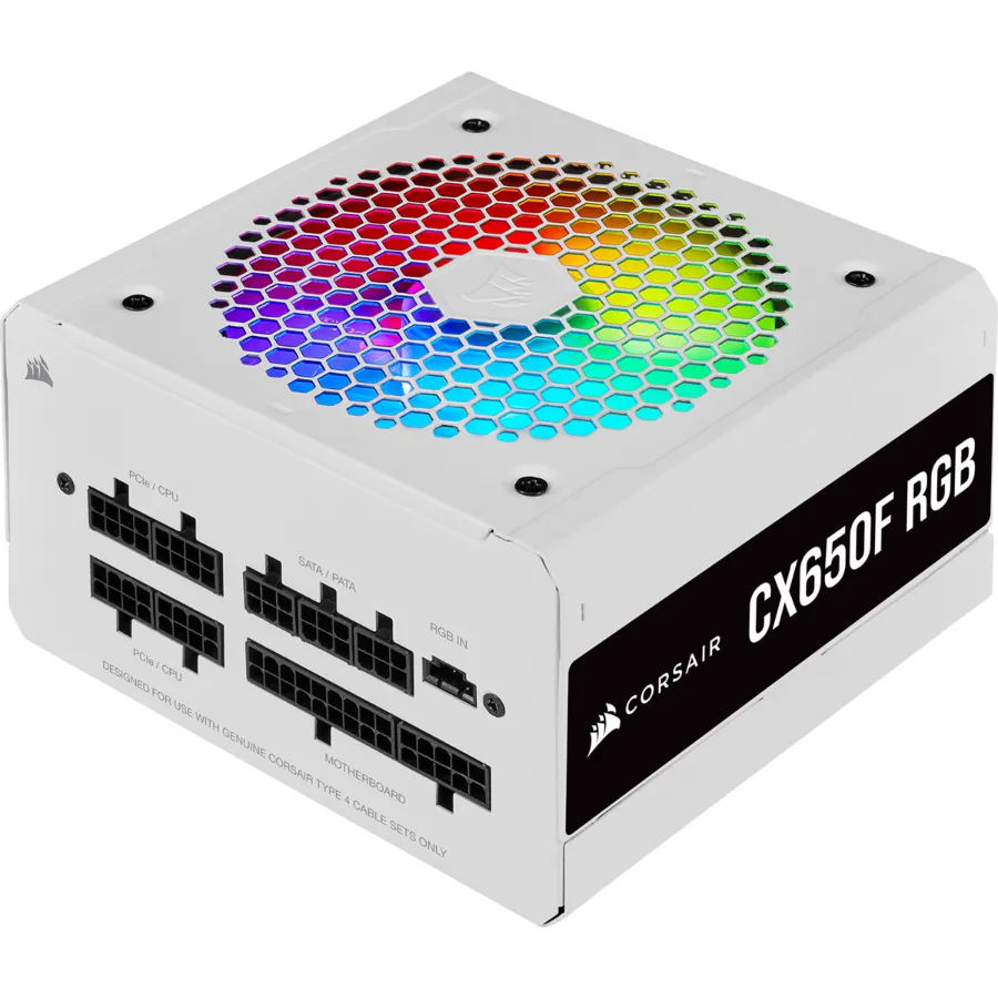 -base-cxf-rgb-wht-psu-2020-config-Gallery-CX650F-RGB-WHITE-01 Fuente De Poder Corsair Cx650f Rgb 650w / 80 Plus Bronze / Modular / Atx / 20+4 Pin / Cpu 4+4 / Pci-e 6+2 / Blanca - Image 1