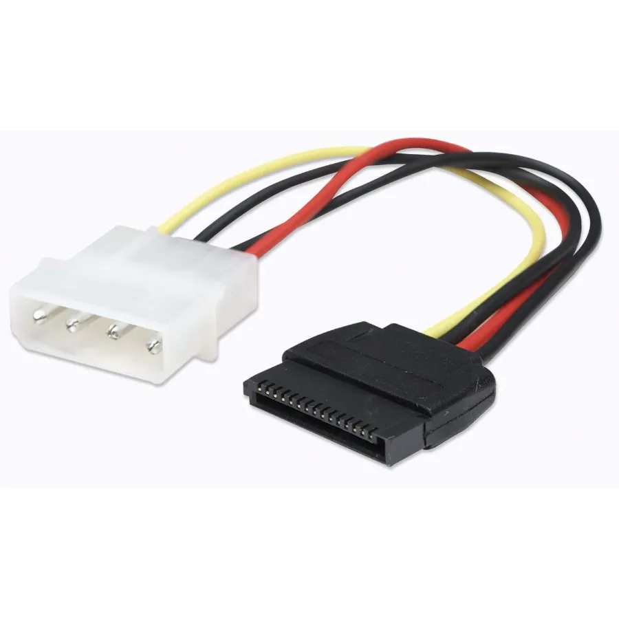 sata-power-cable-342766-1_cd57a929-1542-4a01-813d-a19213c0680b_1024x1024@2x Cable MANHATTAN Para Disco Duro / 4-Pin Molex Macho / 15-Pin SATA Macho / Certificación CE / Longitud 16CM / 342766 - Image 1