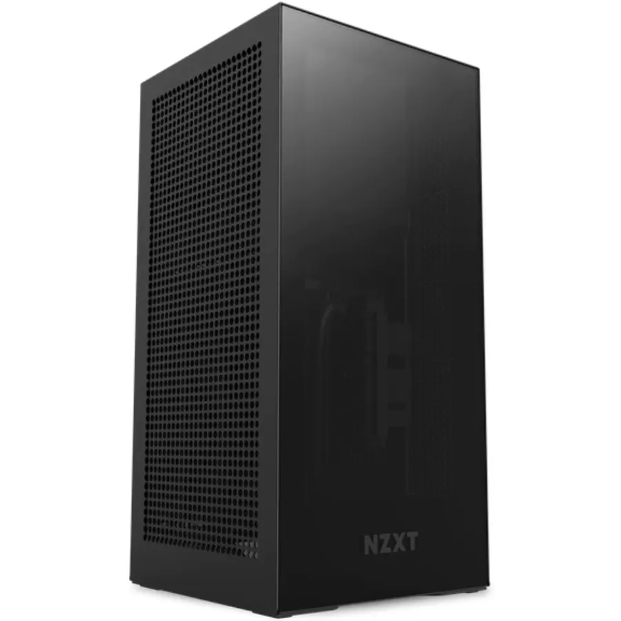 1643668067-cases_h1_black_black_hero_left_png-clear-background Gabinete NZXT H1 / Mini-ITX / Inc. Fuente De Poder 750W 80 Plus Gold / Inc. AIO Compatible LGA 1700, 1200/115X, AMD AM4 / Negro - Image 1