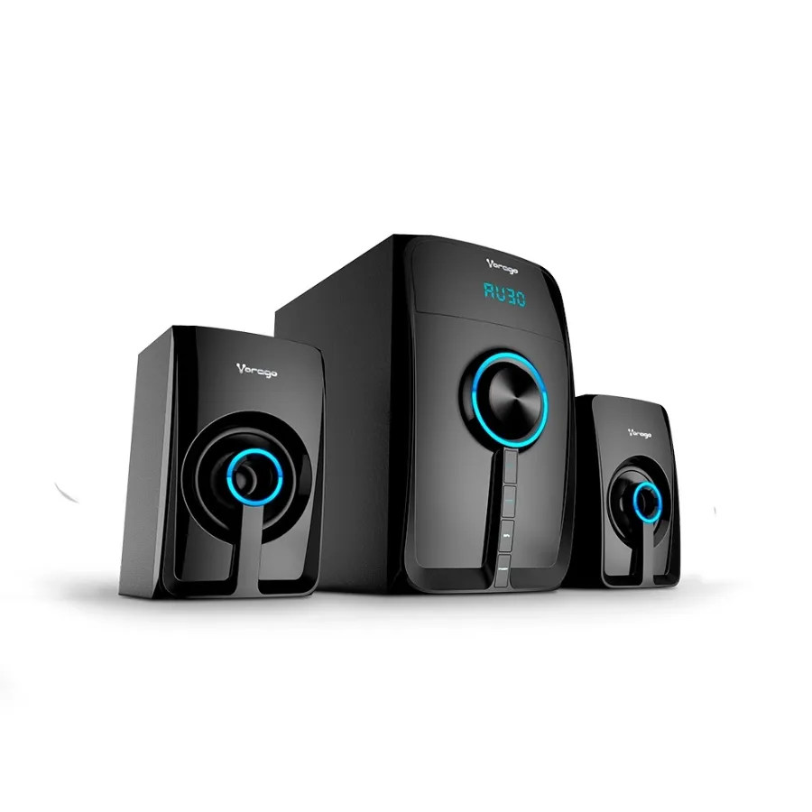 CP-VORAGO-SPB-300-1 Bocinas Vorago Spb-300 / 2.1 / 15w / Subwoofer / Inalámbrico / Bluetooth + Control Remoto / 3.5mm / Negro - Image 1