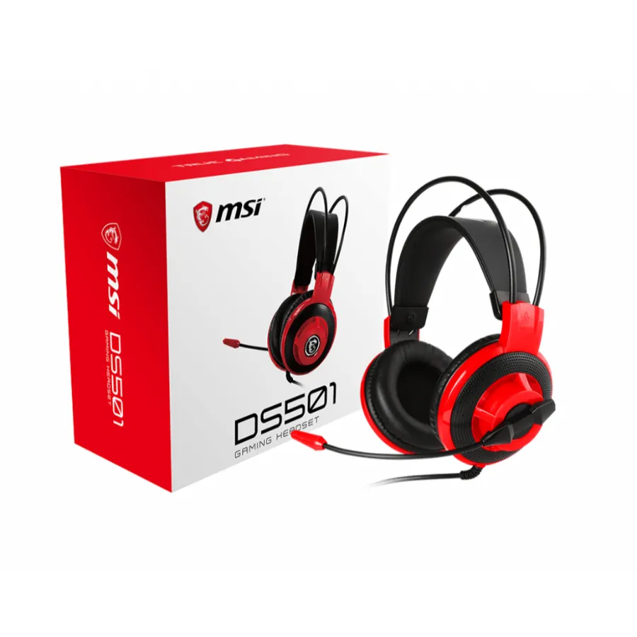1024 (4) Diadema Gaming MSI DS501 / Alámbrico / Micrófono / 3.5mm / PC, Mac, PS5, PS4, XBOX, Nintendo Switch / Negro Con Rojo - Image 1