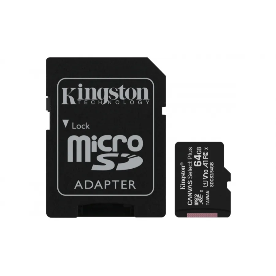 CP-KINGSTON-SDCS264GB-3 Micro SDXC KINGSTON Canvas Select Plus SDCS2 / 64GB / Con Adaptador / Clase 10, UHS-I, U1 / Negro - Image 1