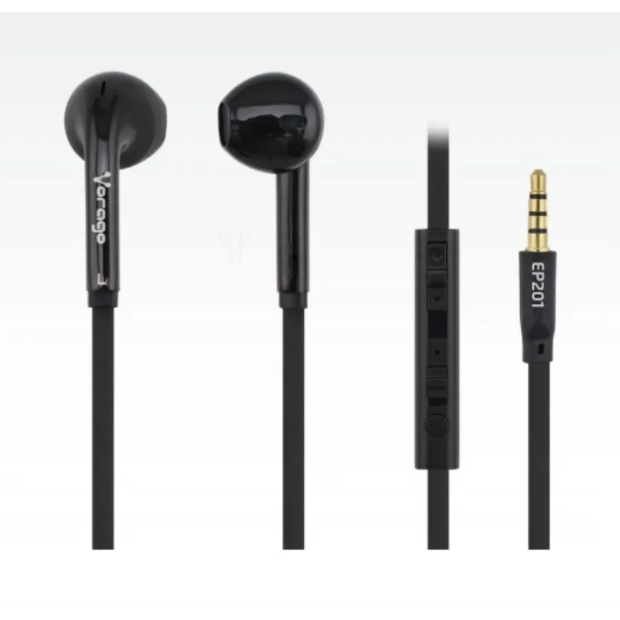 CP-VORAGO-EP-20600 Audífono VORAGO Ep-201 / Alámbrico / Intrauriculares con Micrófono / 3.5mm / Cable 120cm / Negro / AU-365873 - Image 1