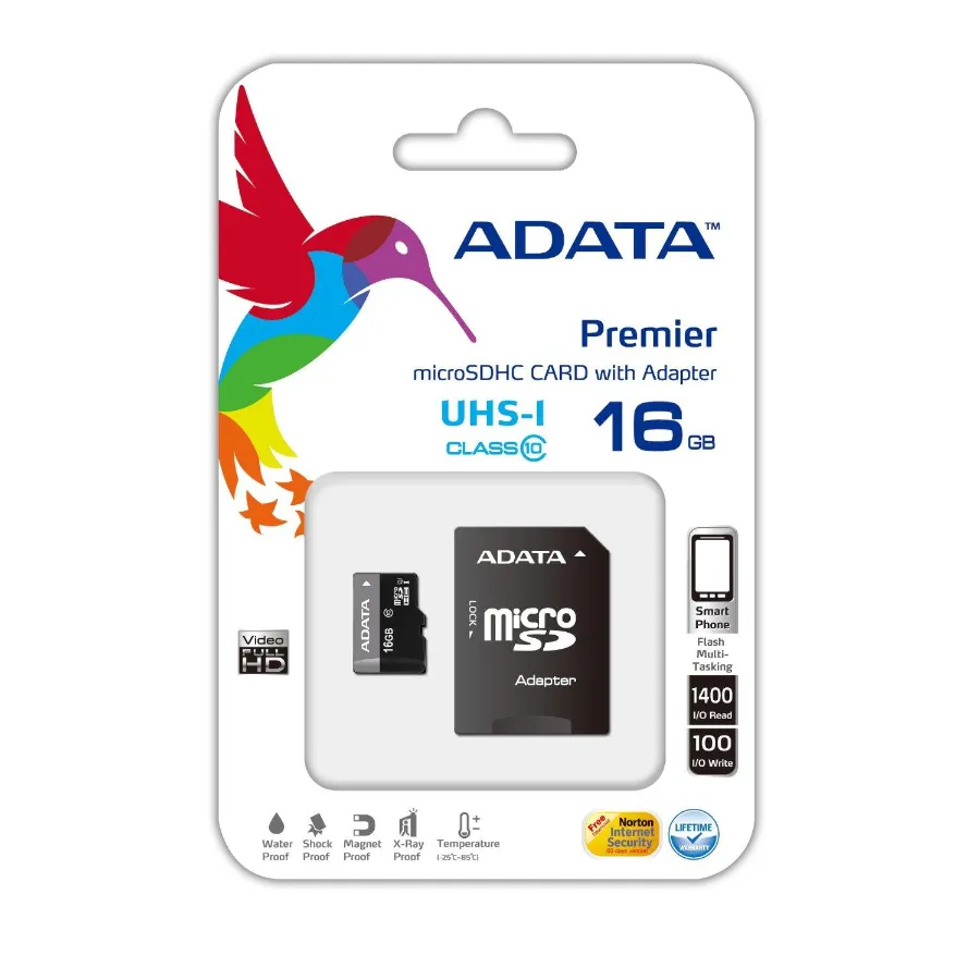1348900071_flashgeheugens-adata-premier-microsdhc-uhs-i-u1-class10-16gb-ausdh16guicl10-ra1 Micro SDHC Adata Premier / 16GB / Clase 10, Uhs-I / Con Adaptador / Negro / AUSDH16GUICL10-RA1 - Image 1