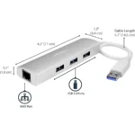 Hub Portátil STARTECH / Aluminio Concentrador / 3 Puertos / Usb 3.0 / Con Adaptador De Red - Image 5