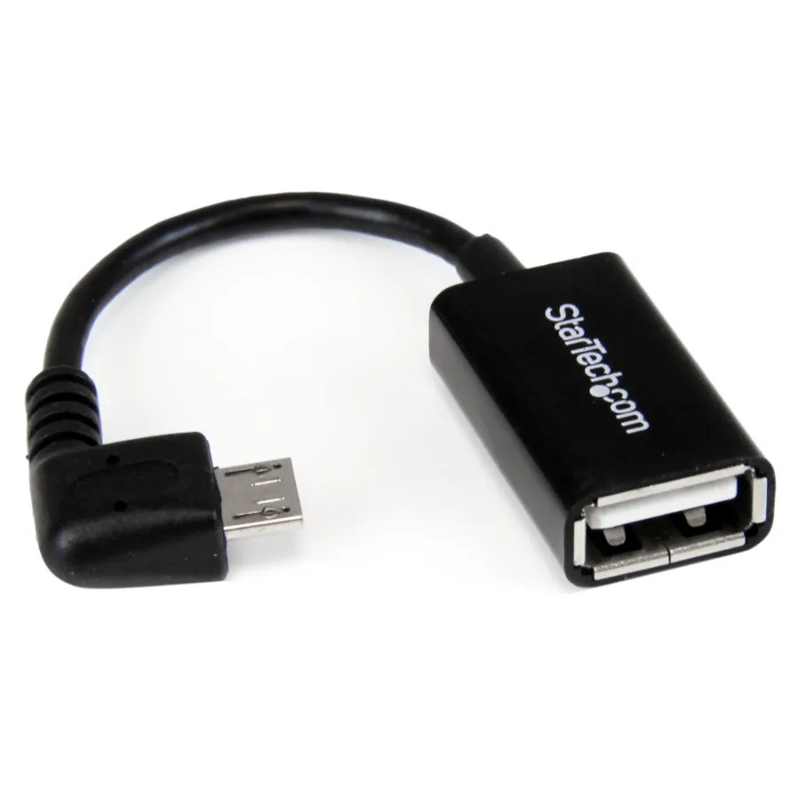 uusbotgra.main (1) Cable Adaptador STARTECH / Micro Usb Macho - Usb Hembra OTG / Acodado a la Derecha / 12Cm / Negro - Image 1