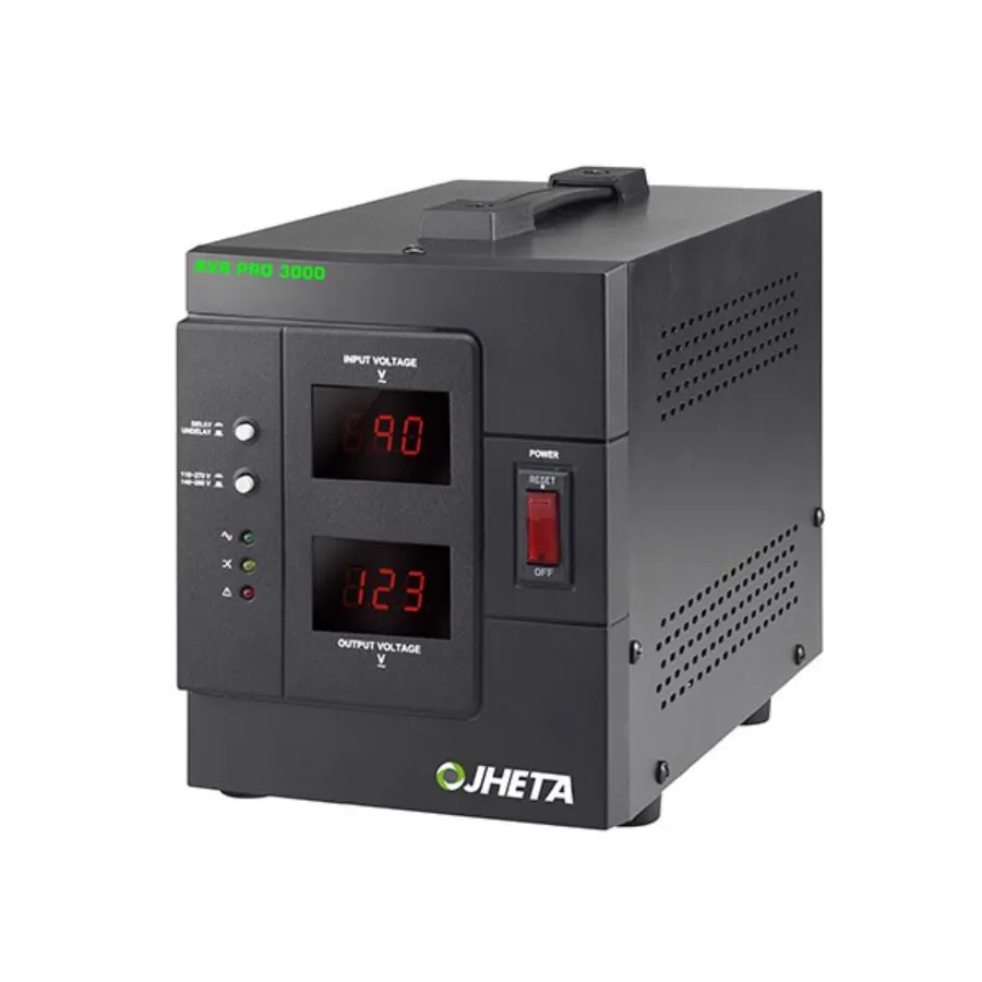 avr3000pro-600x450 Regulador JHETA AVR PRO-3000 / 3000VA / 2400W / 4 Contactos / Pantalla de LCD / Negro - Image 1