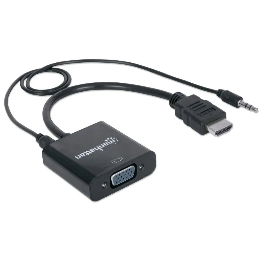 hdmi-to-vga-converter-151559-2_1024x1024@2x Convertidor Manhattan 151559 / HDMI a VGA / Macho-Hembra / 3.5mm / 30cm / Negro - Image 1