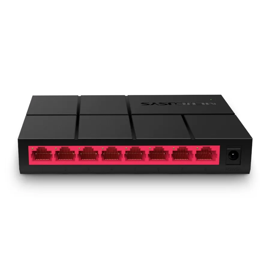 localTest_MS108G_EU_1.0_01_large20200513065422 Switch MERCUSYS MS108G / 8 Puertos RJ45 / Gigabit / 10/100/1000Mbps / No Administrable / Negro Con Rojo - Image 1