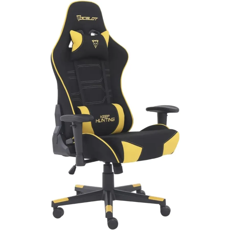 51n4+gl01TL._AC_SL1000_ Silla Gamer OCELOT OST-WILD YELLOW / Descansa Brazos Ajustables / 155° De Inclinación / Hasta 150Kg / Negro Con Amarillo / OST-WILD YELLOW - Image 1