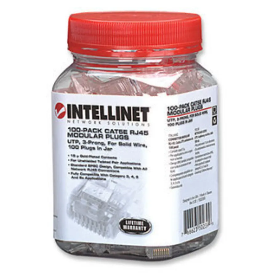 INTELLINET_502399_ICECAT_10192264 Plug Modular RJ45 INTELLINET CAT5E / UTP Solido / Bote Con 100 Piezas / Contacto Oro 15 Micras - Image 1