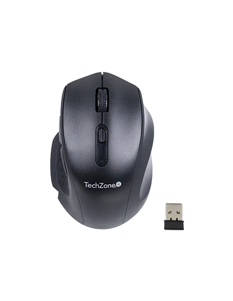 TZMOUG205-INA-1_600_1024x1024 Mouse Ergonómico TECHZONE TZMOUG205 / Inalámbrico / 6 Botones / Nano Usb / Negro - Image 1