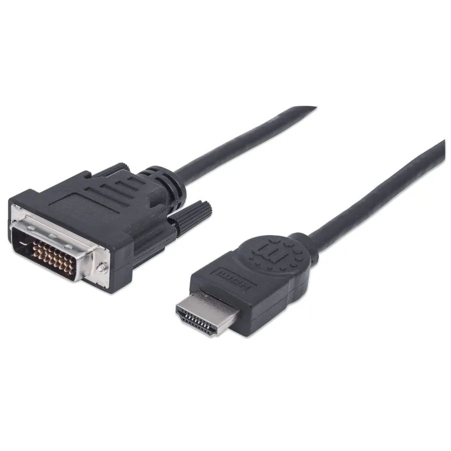 hdmi-to-dvi-d-cable-372503-1_33ac523d-cf55-4b00-b0aa-e7ba9647cb11_1024x1024@2x Cable Para Monitor Manhattan / HDMI A DVI-D / Macho-Macho / Enlace Dual / 1.8M / Negro / 372503 - Image 1