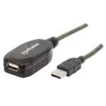 Cable Extensión USB MANHATTAN 151573 / USB A 2.0 / 10 Metros / Macho – Hembra / Negro