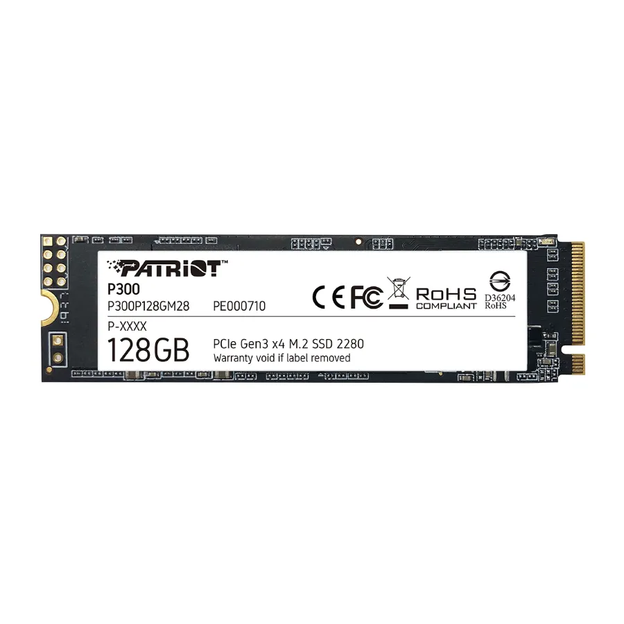 P300 Black_128GB_A Unidad SSD M.2 NVME Patriot 128GB P300 / Pcie 3.0 / 2280 / 1.3 / Lectura 1600MB/s / Escritura 600MB/s - Image 1