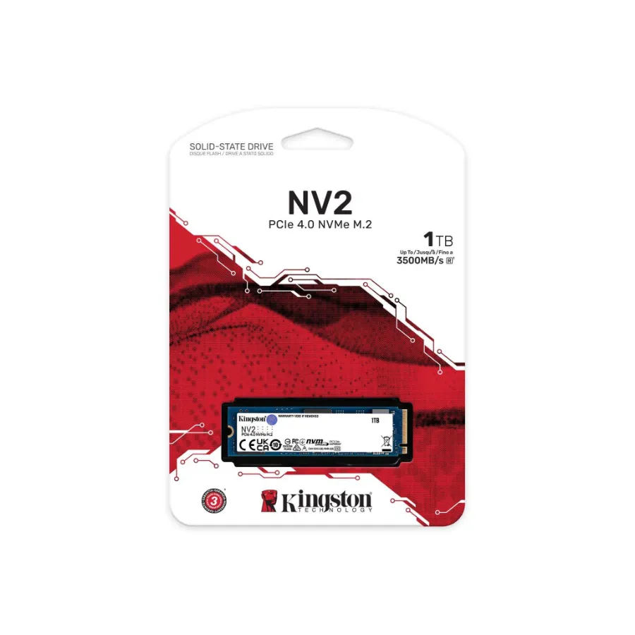 ktc-product-ssd-snv2s-1000g-3-zm-lg Unidad SSD M.2 NVME Kingston 1TB NV2 / PCIe 4.0 / 2280 / Lectura 3500MB/seg / Escritura 2100MB/seg / SNV2S/1000G - Imagen 1