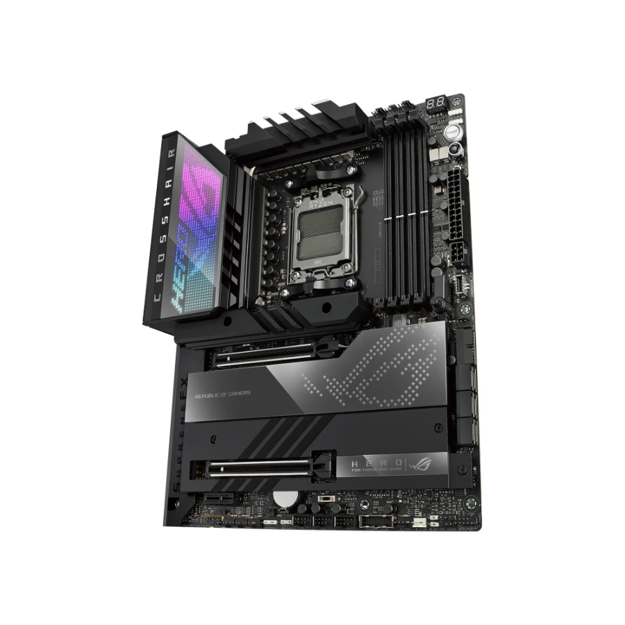 h732 (2) Tarjeta Madre Asus ROG CROSSHAIR X670E HERO / ATX / Socket AM5 / x4 128GB DDR5 / x6 SATA III / x5 M.2 PCIe 4.0 / USB Tipo C / USB 3.2 / HMDI, C / WIFI - Image 1
