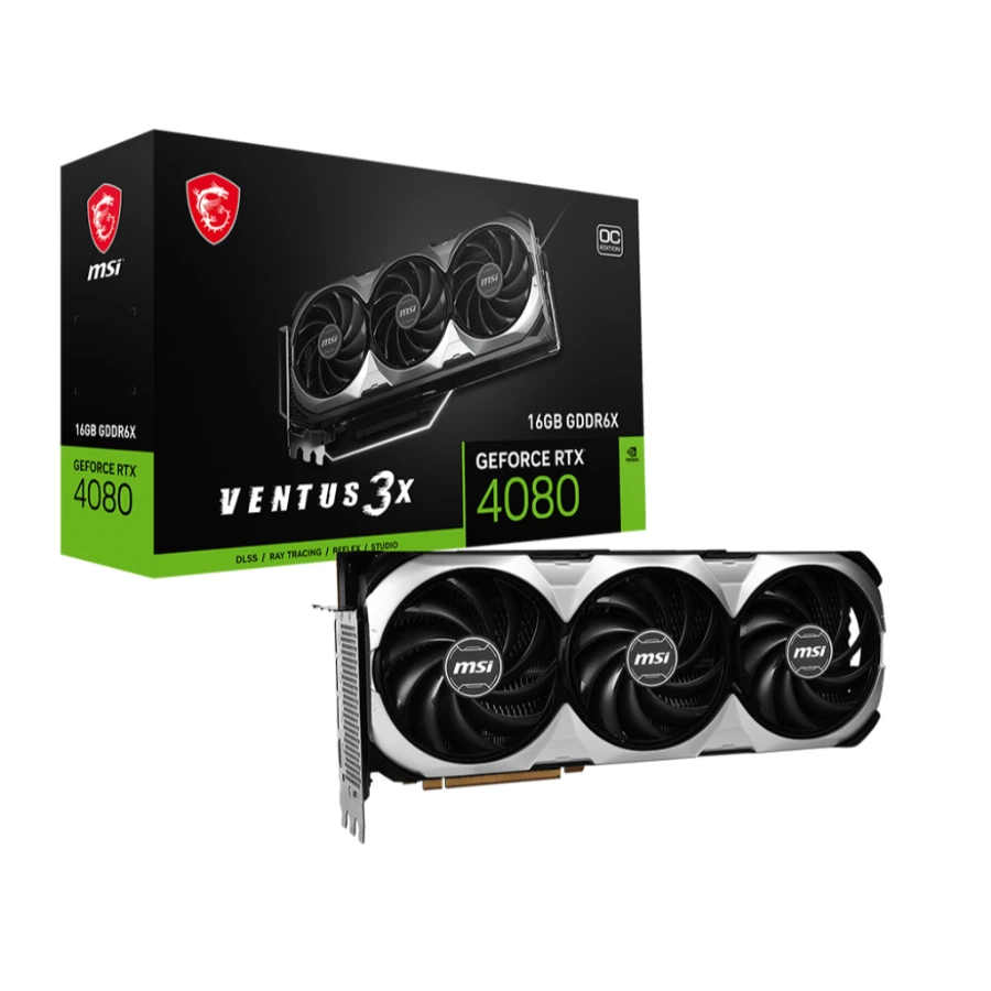 1024 Tarjeta De Video GeForce MSI RTX 4080 16GB VENTUS 3X™ OC / GDDR6X / 256 bit / Núcleos Cuda 9728 / x1 HDMI, x3 Dp / PCI Express® Gen 4 / x1 16pin - Image 1