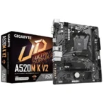 Tarjeta Madre GIGABYTE A520M K V2 / Socket AM4 / 64GB X2 Ddr4 5100MHz / VGA, HDMI / Pcie-3.0 / Micro ATX / USB 3.2 / M.2 / Ryzen 5000