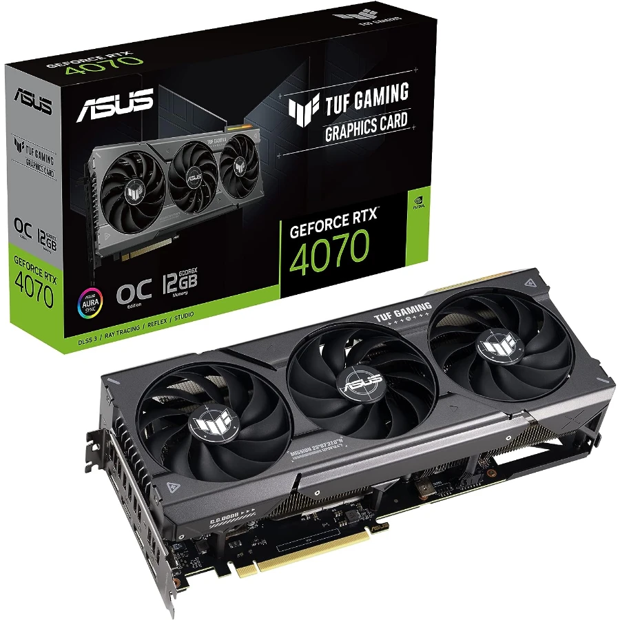 81LsVGoTBUL._AC_SL1500_ Tarjeta De Video ASUS Tuf RTX 4070 O12G Gaming / 12GB GDDR6X / 192 Bit / Núcleos Cuda 5888 / X1 HDMI, X3 Dp / PCI Express® Gen 4 / X1 8pin - Image 1