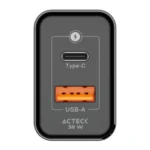 Cargador De Pared ACTECK Energon Prime CP38W AC-935562 / 38W / X1 USB-C / X1 USB A / Negro - Image 2