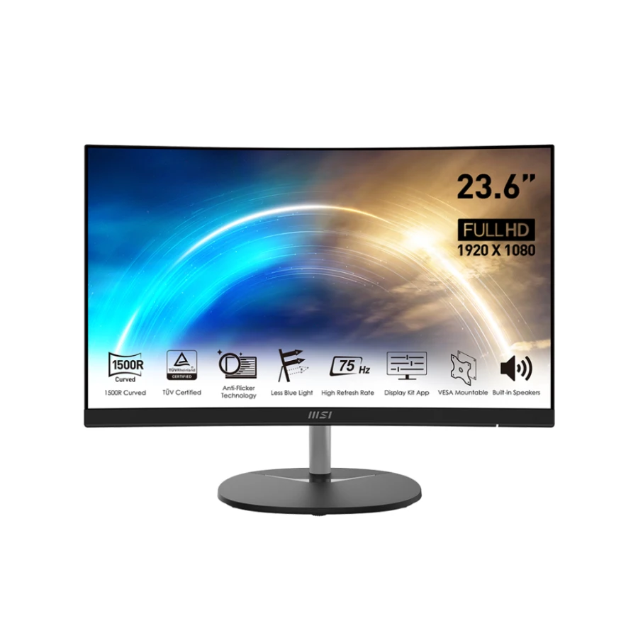 1024 (4) Monitor Curvo MSI PRO MP241CA / 23.6” / 1920 X 1080P Full HD / 75HZ / Panel VA / 1MS / Hdmi, Dp / Bocinas Integradas / Negro - Image 1