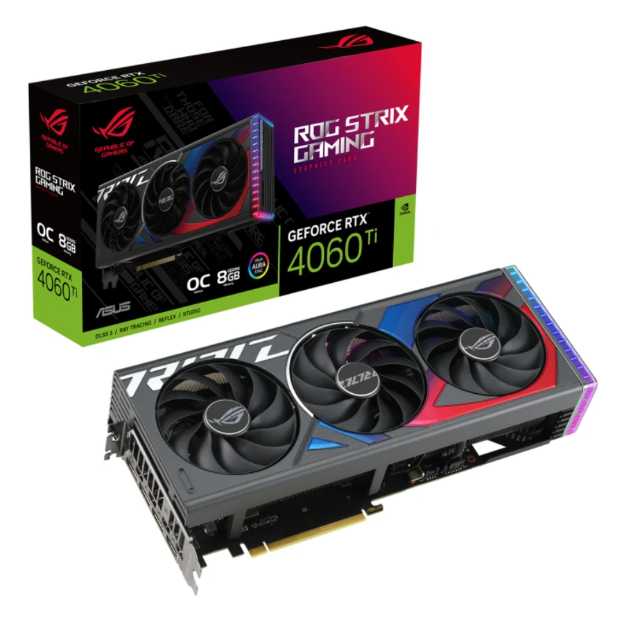 h732 (13) Tarjeta De Video Asus ROG Strix GeForce RTX™ 4060 Ti 8GB GDDR6 OC Edition / PCI Express 4.0 / Núcleos Cuda 4352 / 128 Bit / x1 HDMI, x3 Dp / X4 8Pin - Image 1