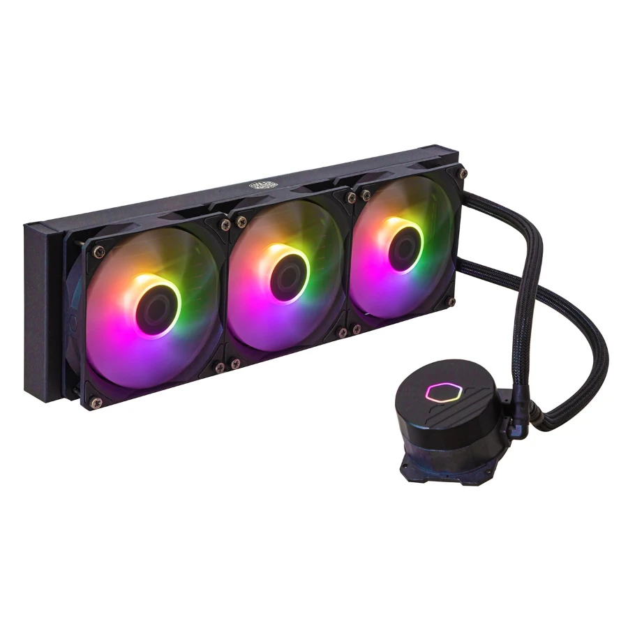 ml-360l-core-argb-gallery-1-image Sistema De Enfriamiento Liquido AIO COOLER MASTER 360L Core ARGB / 360MM / 3 Vent. 120mm / Amd-Intel / 1750 RPM / 71.93 Cfm / 27.2 dBA / 4Pin-12V, 3Pin-5V / Negro / MLW-D36M-A18PZ-R1 - Image 1