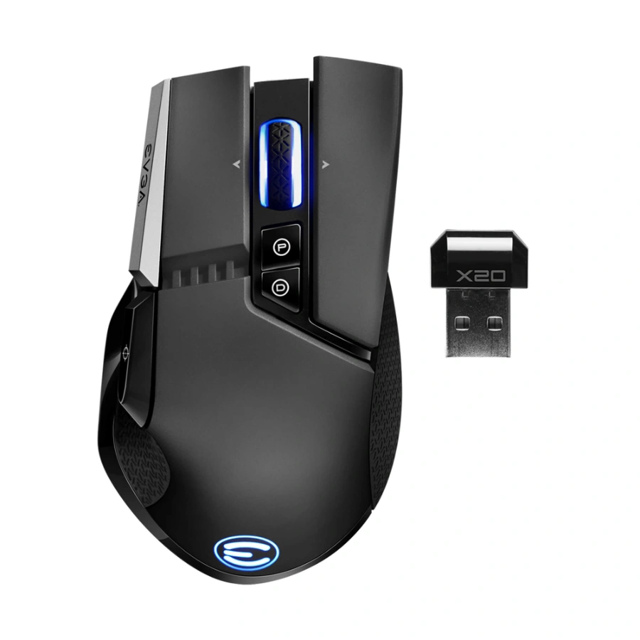 903-T1-20BK-KR_XL_1 Mouse GAMER EVGA X20 RGB / Inalámbrico Bluetooth 5.0, Alámbrico USB / Nano USB / 16000 Dpi / Ergonómico / Negro - Image 1