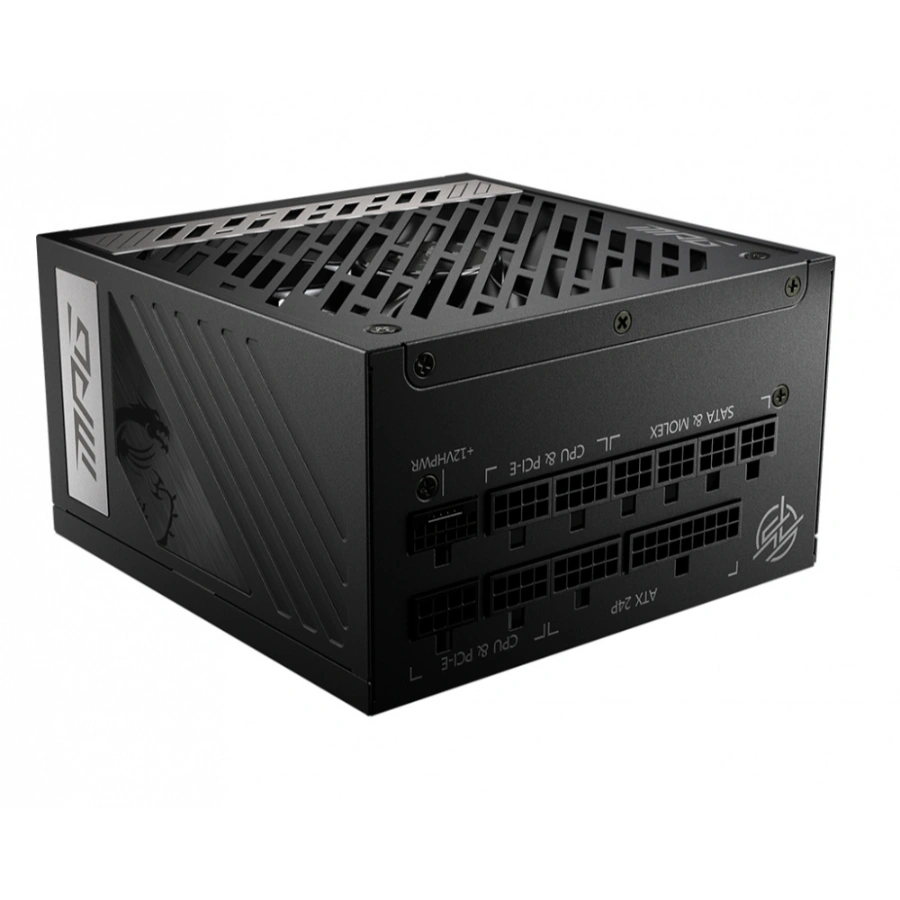 CP-MSI-MPGA1000GPCIE5-ec6f24 Fuente De Poder MSI A1000G / 1000W / 80 Plus Gold / Modular / 20+4 Pin / Cpu 4+4 / Pci-E 5.0 16Pin / Pci-E 6+2 / Sata / Molex / Negro - Image 1