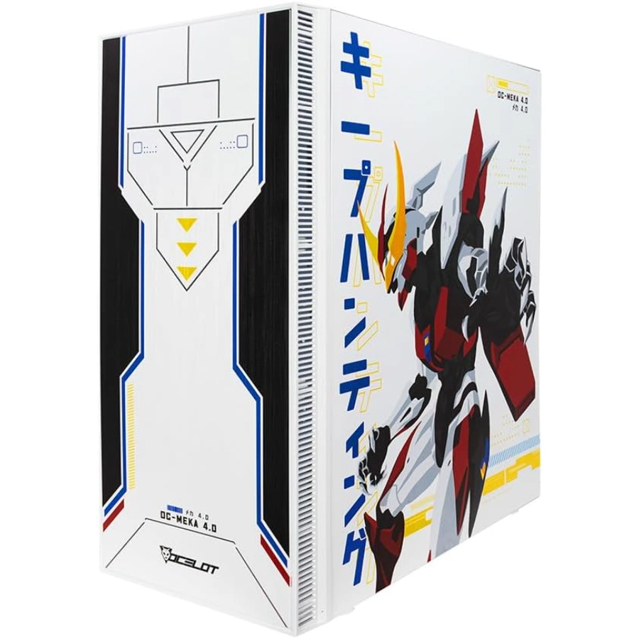 61COk9o2CvL._AC_SL1000_ Gabinete OCELOT Gaming MEKA 4.0 / ATX / Cristal Templado / 3 Vent. Incluidos / USB 2.0, 3.0 / Blanco Con Azul Y Diseño Meka - Image 1