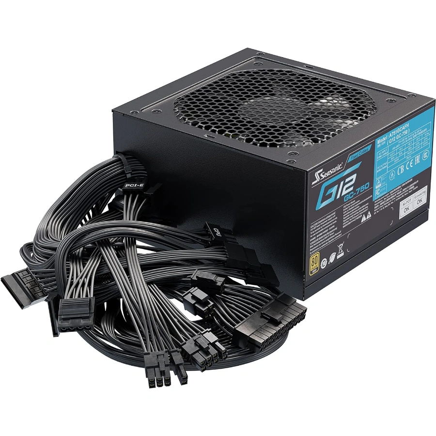 81jBMPvdXeS._AC_SL1500_ Fuente De Poder SEASONIC G12 GC-750 / 750W / 80 Plus Gold / 24Pin / Cpu 4+4 / Pci-E 6+2 / Sata / Molex / Negro - Image 1