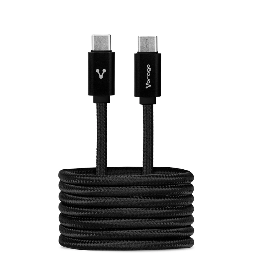 CAB-124-01-BK Cable VORAGO CAB-124 / Usb Tipo C - Usb Tipo C / 1 Metro / Carga Rápida / Cobre Estañado / Negro / CAB-124-BK - Image 1