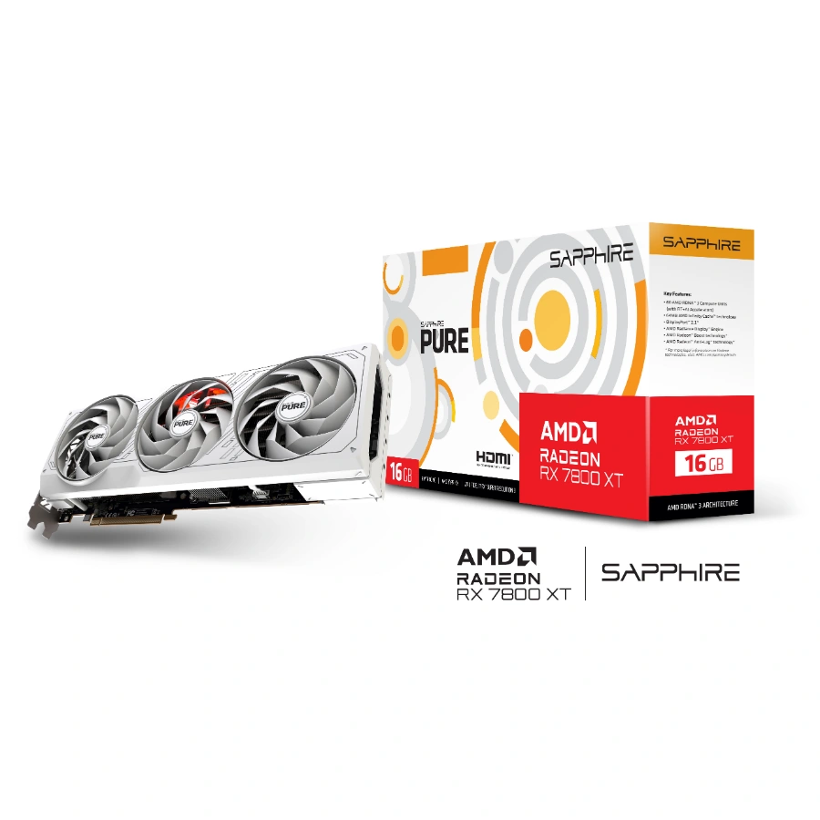 11330_03_rx7800xt_pure_16gbgddr6_FBC_AMD Tarjeta De Video SAPPHIRE PURE RADEON RX 7800 XT / 16GB GDDR6 / 256Bit / Hasta 2475MHz / X2 HDMI, X2 Dp / PCI-Express 4.0 / X2 8Pines - Image 1
