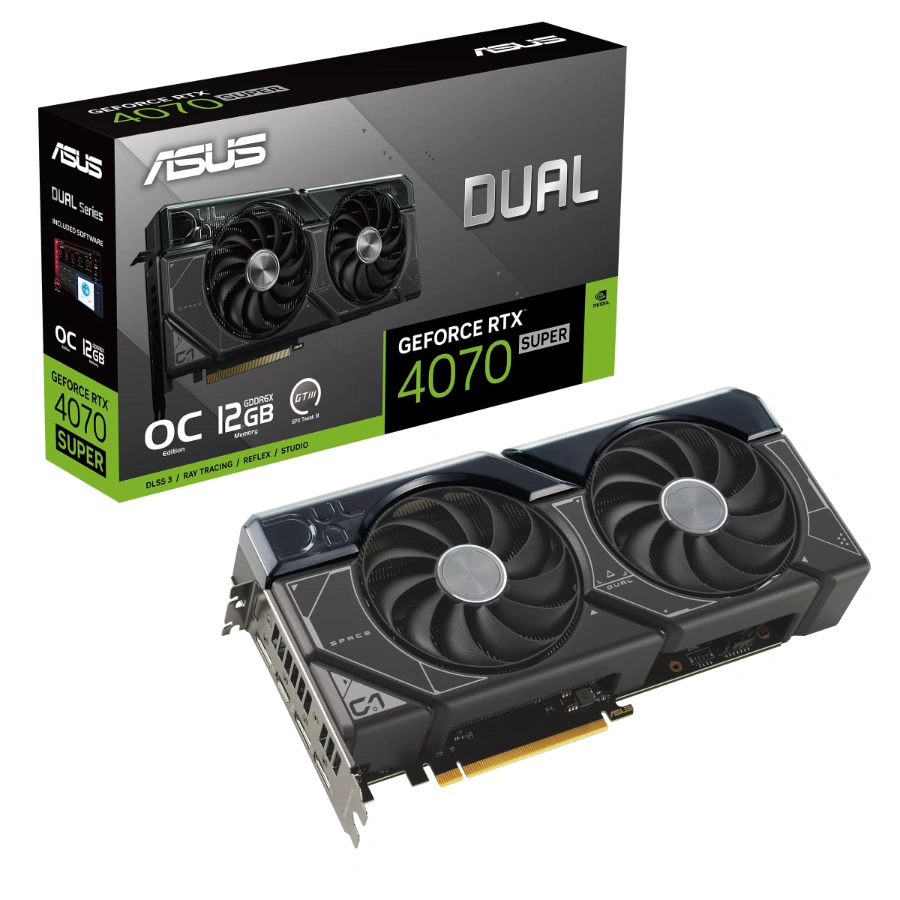 fwebp (11) Tarjeta De Video ASUS Dual GeForce RTX™ 4070 SUPER OC Edición 12GB GDDR6X / Núcleos Cuda 7168 / 192bit / PCI-E 4.0 / HDMI 3*, DP / Dual Fan / OpenGL®4.6 - Image 1