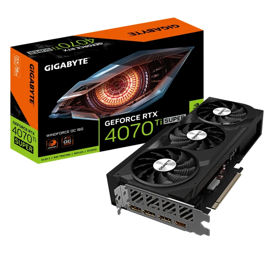 1000GV-N407TSWF3OC-16GD Tarjeta De Video GIGABYTE GeForce RTX 4070 Ti Super / 16GB GDDR6X / Núcleos Cuda 8448 / 256Bit / X3 Dp, X1 Hdmi / PCI-E 4.0 / 16-pin x1 - Image 1