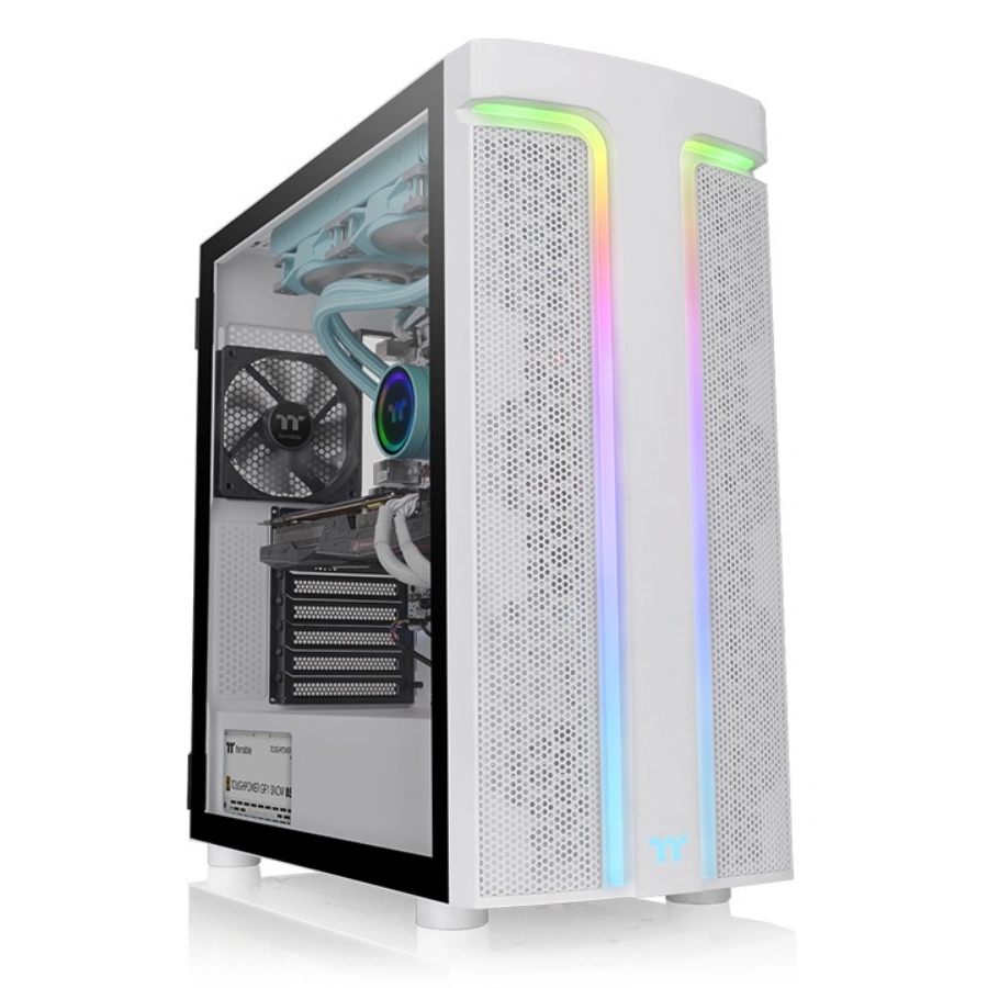 h590_tg_1w Gabinete THERMALTAKE H590 TG Argb Snow / ATX / Cristal Templado / 2 Vent. Incluidos / USB 3.0 / Blanco - Image 1
