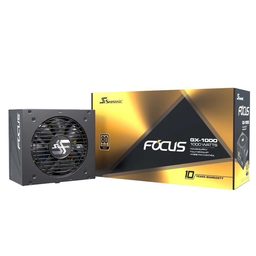 focus-gx-1000-box_11022 Fuente De Poder SEASONIC FOCUS GX-1000 - 1000W, 80 Plus Gold, Full Modular, CPU 8Pin, Pci-E 6+2, Sata, Molex, Negro - Image 1